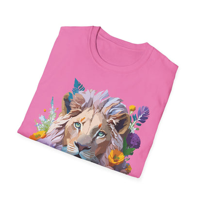 Unisex Lion Shirt Floral Lion Tee Animal Print Tee Gildan 64000