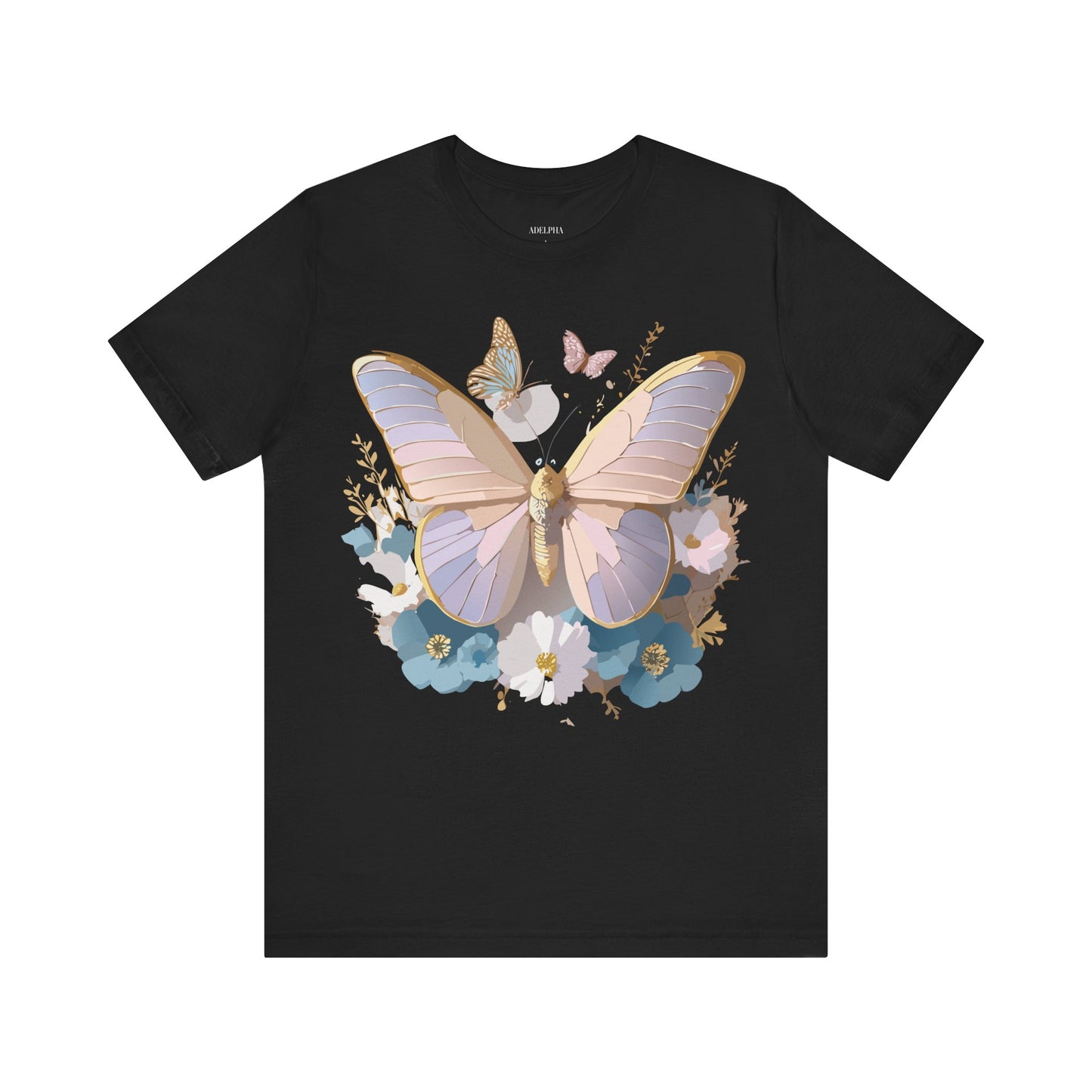 Natural Cotton Tee Shirt with Butterfly