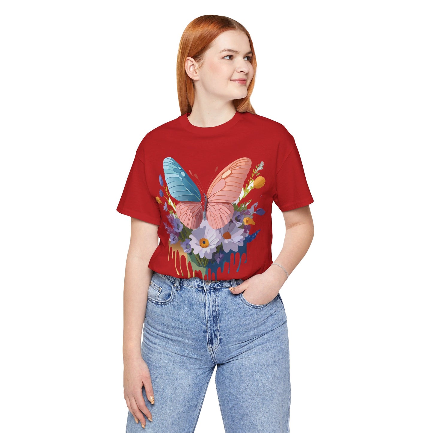 Natural Cotton Tee Shirt with Butterfly