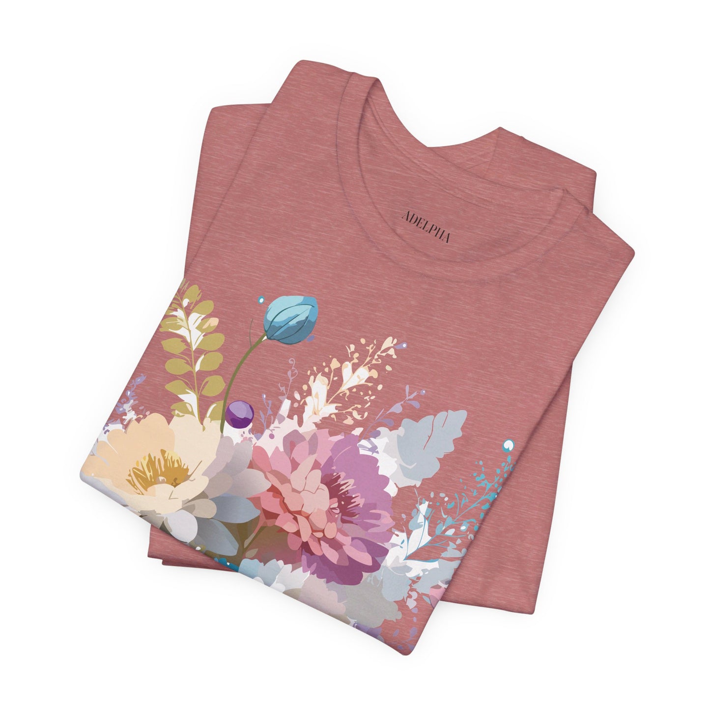 Natural Cotton Tee Shirt with Flowers