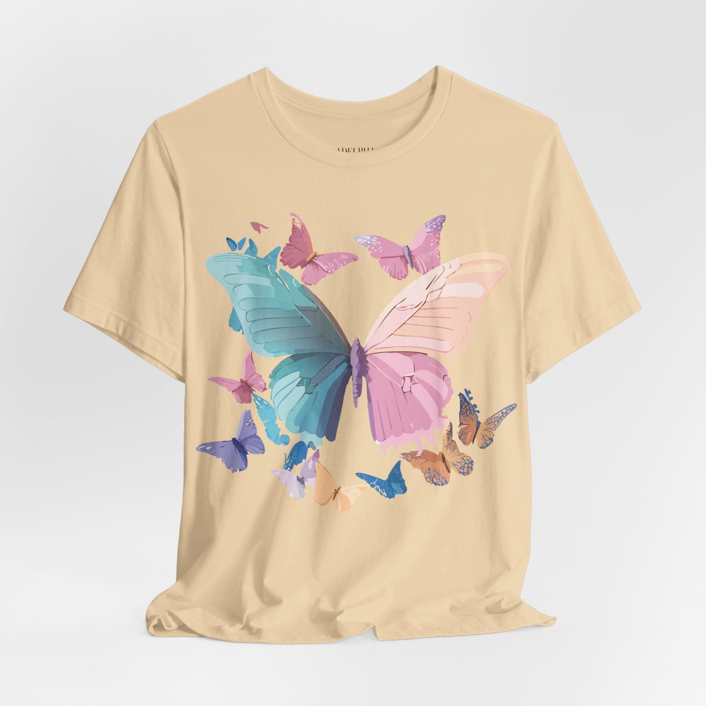 Natural Cotton Tee Shirt with Butterfly