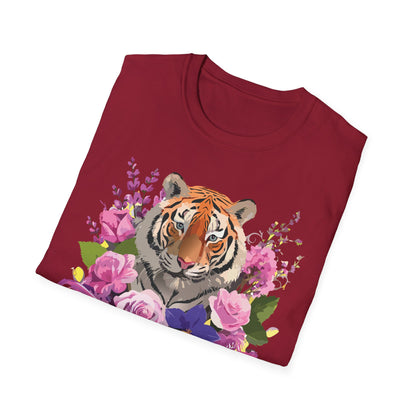 Tiger Print Shirt Unisex Animal Tee Softstyle Gildan 64000 Cotton