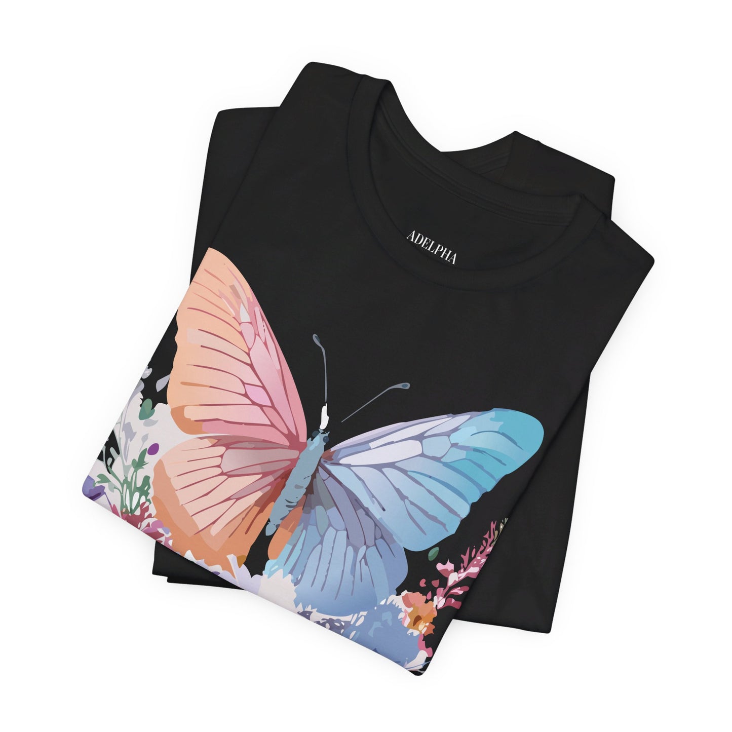 Natural Cotton Tee Shirt with Butterfly