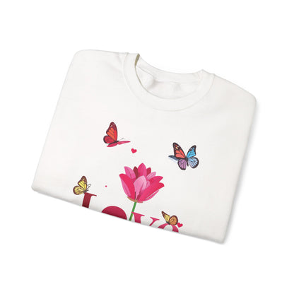 Unisex Floral Love Sweatshirt Floral Butterfly Design Cotton Poly Valentines Day