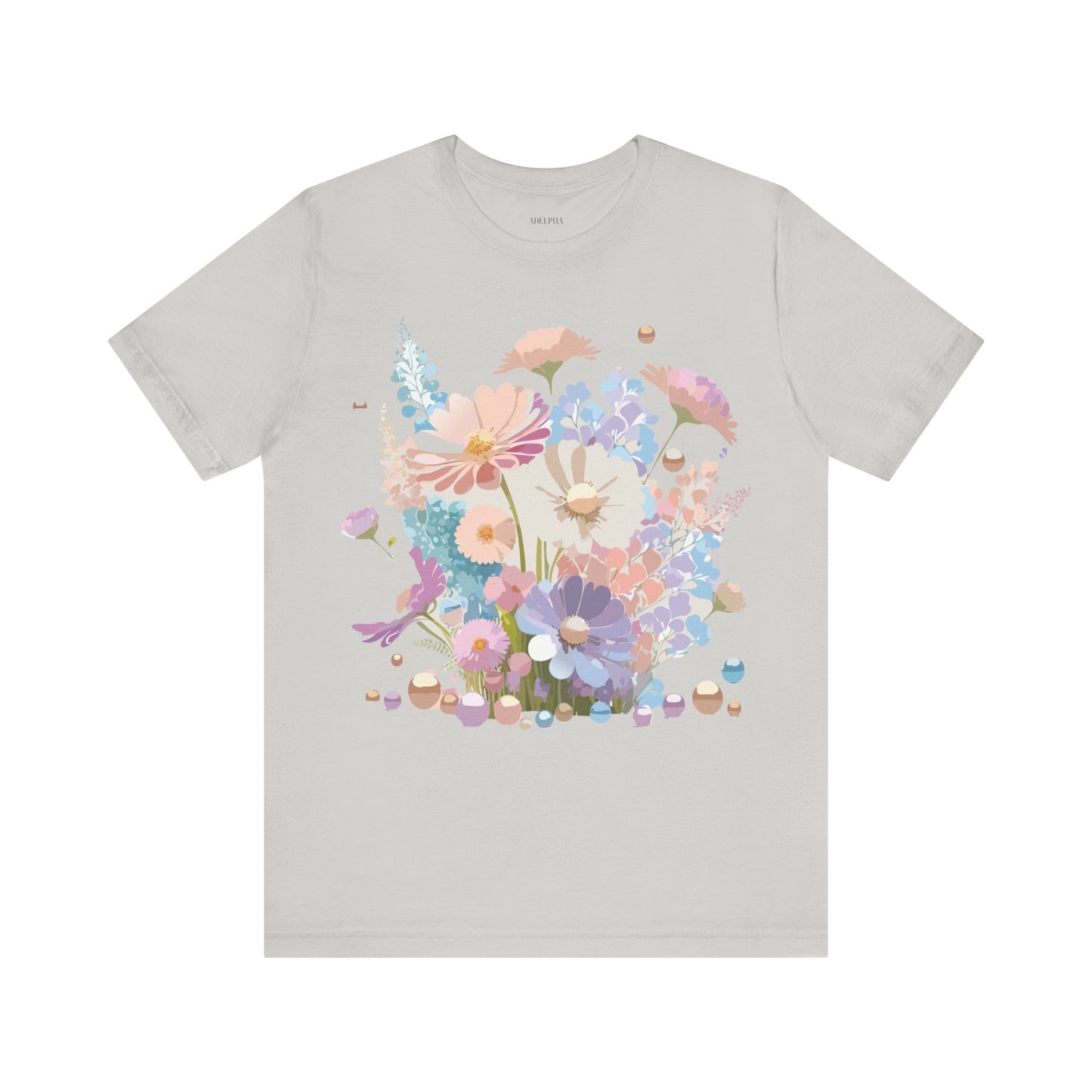 Natural Cotton Tee Shirt with Flowers