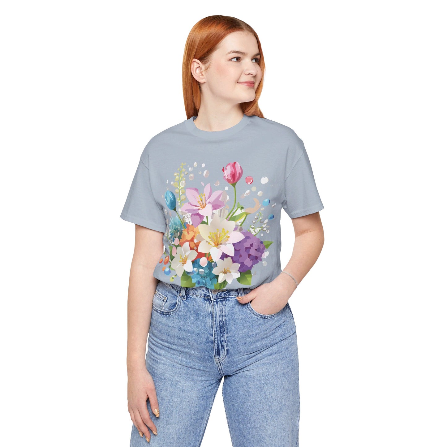 T-Shirt aus natürlicher Baumwolle mit Blumen