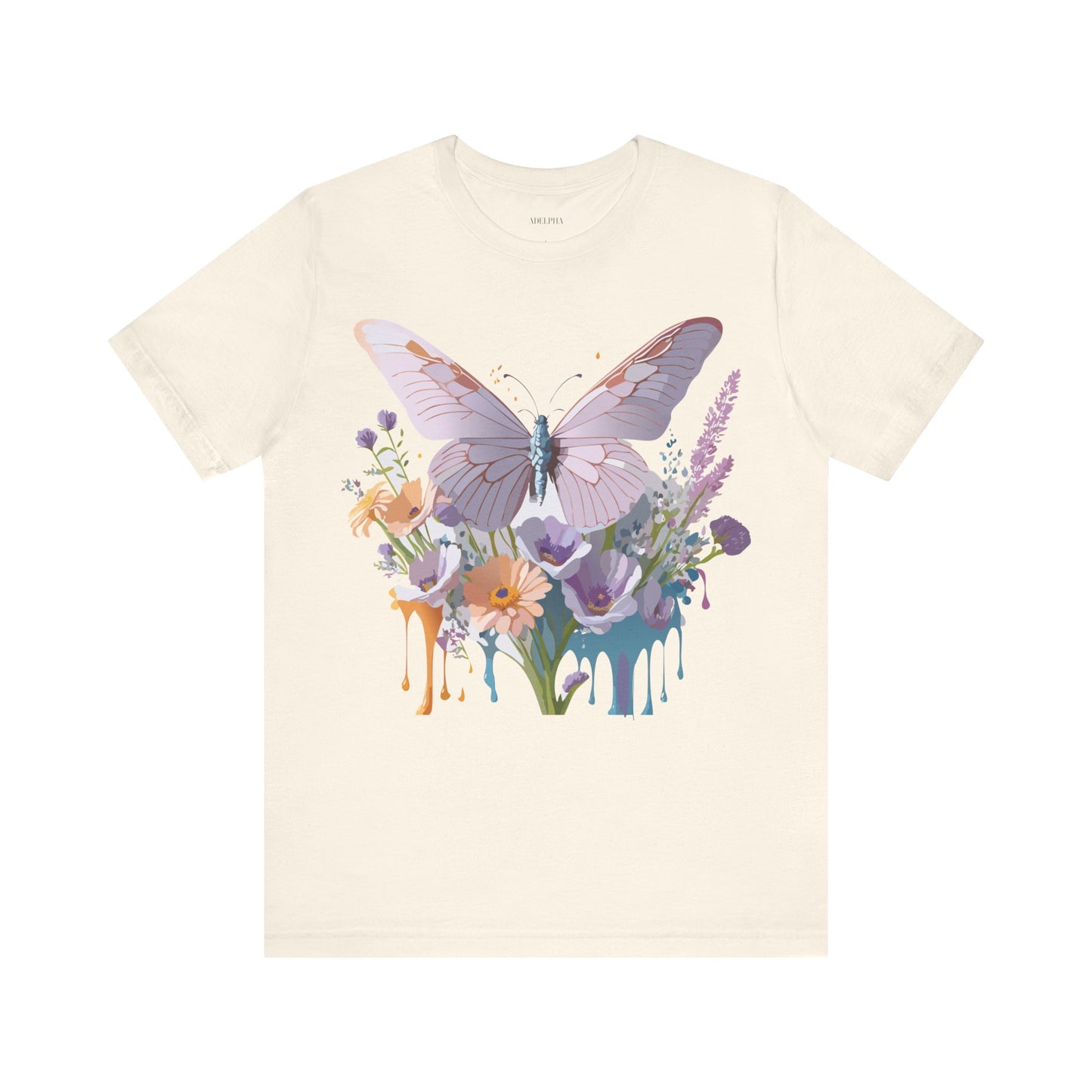 Natural Cotton Tee Shirt with Butterfly