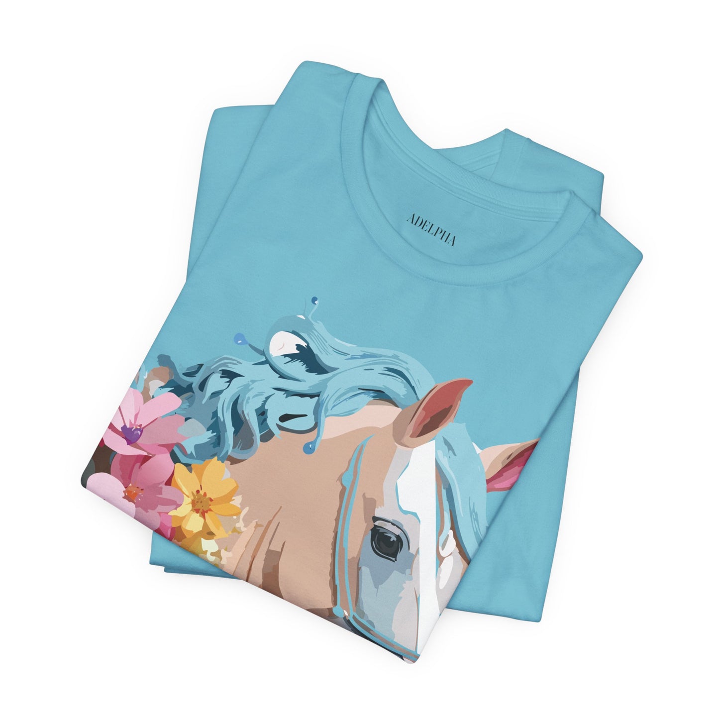 Natural Cotton Tee Shirt with Horse