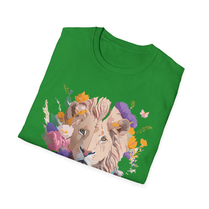 Unisex Lion Shirt Floral Lion Tee Softstyle 64000 Gildan Cotton Tee