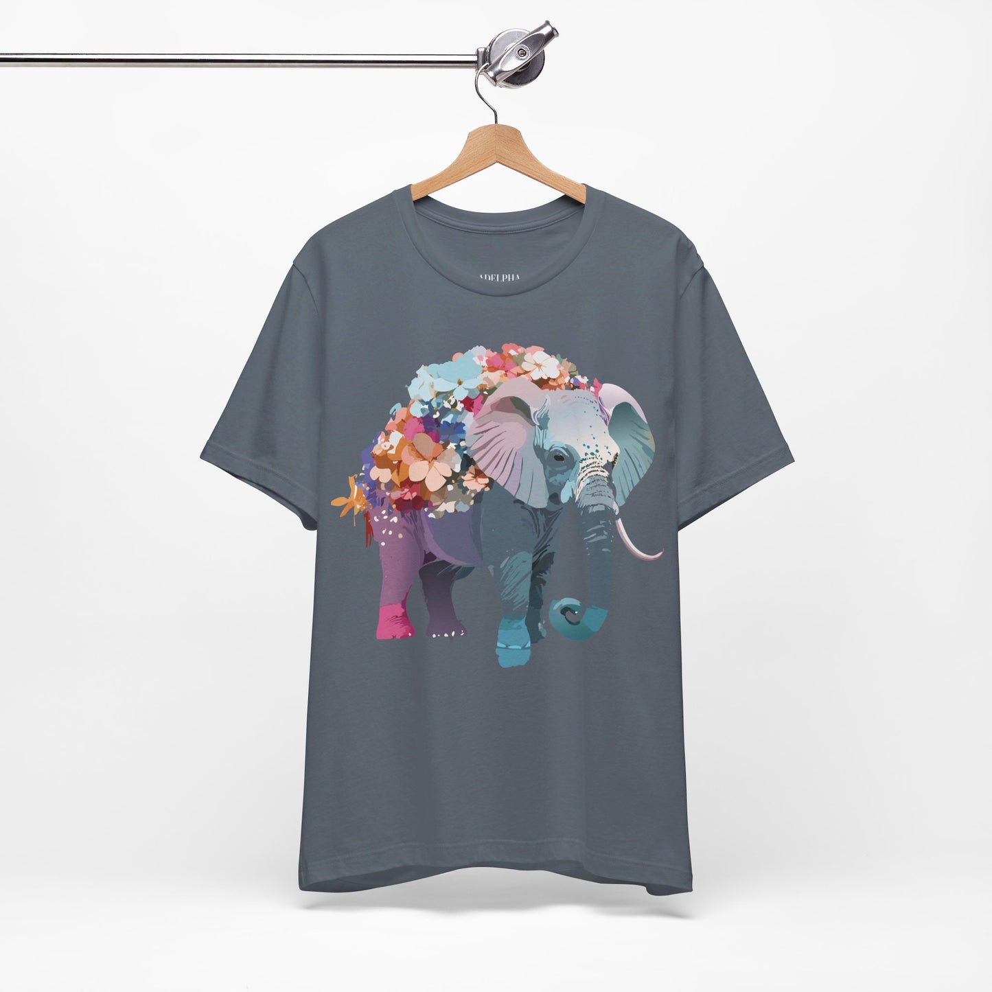 Natural Cotton Tee Shirt with Elephant