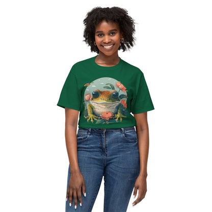 Vintage Frog Art T Shirt With Floral Full Color Print Unisex Tee