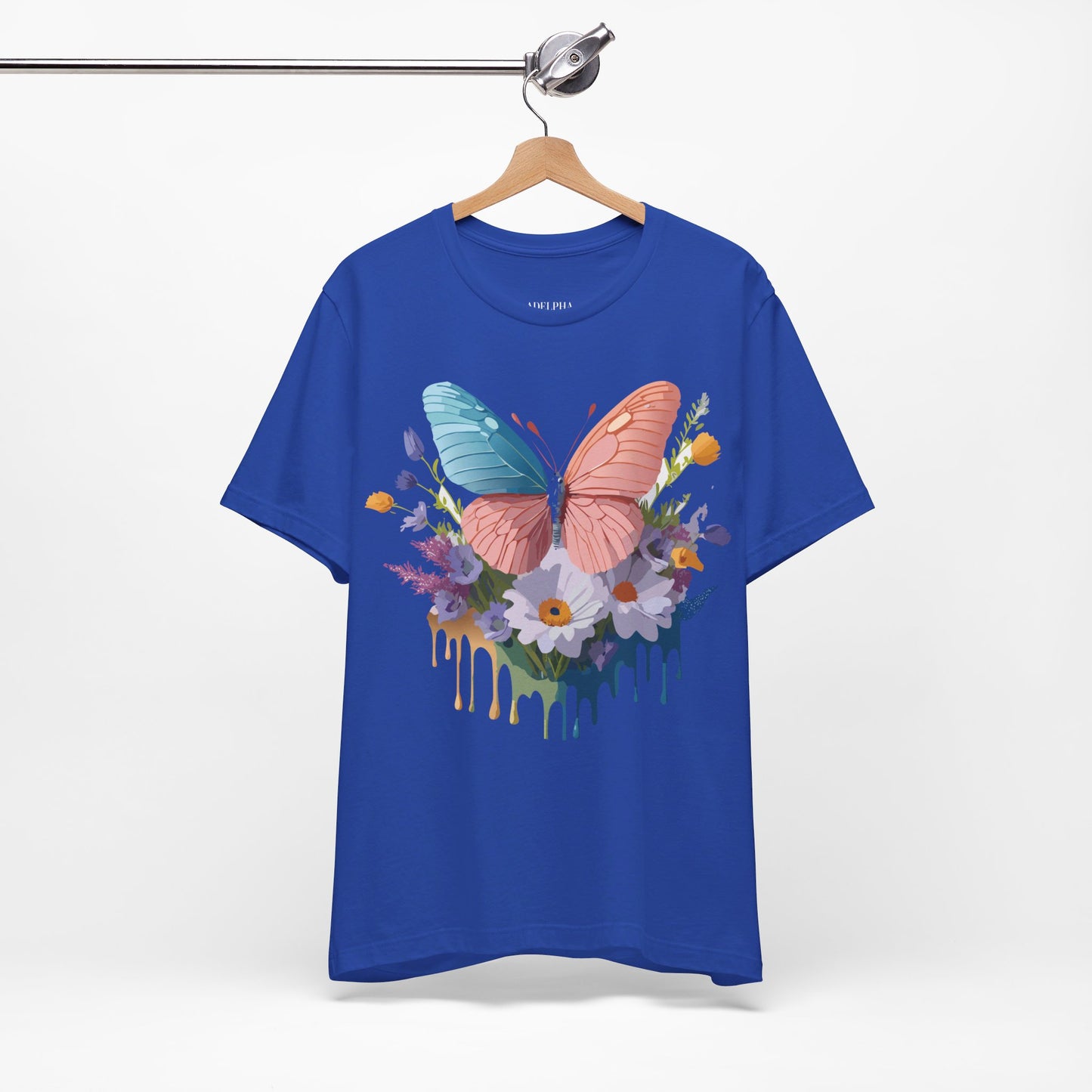 Natural Cotton Tee Shirt with Butterfly