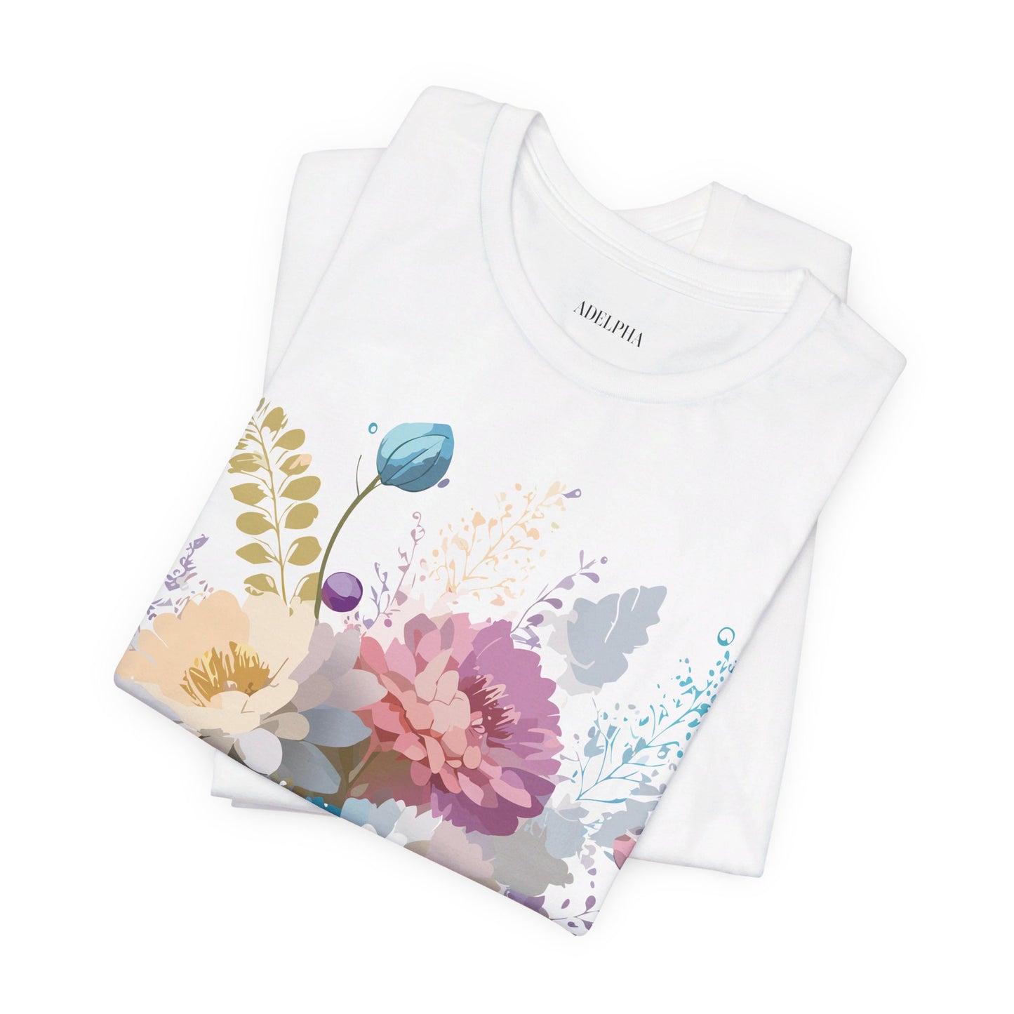 Natural Cotton Tee Shirt with Flowers