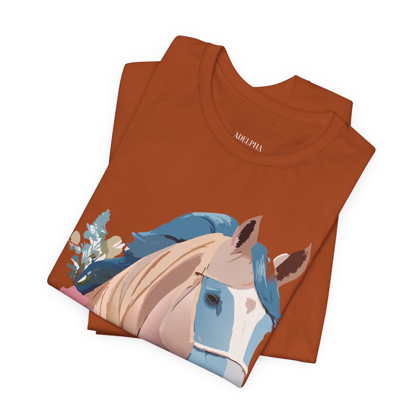 Natural Cotton Tee Shirt with Horse