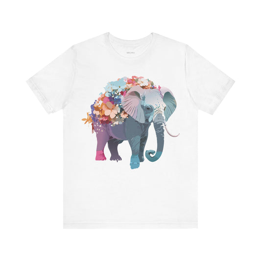 T-shirt en coton naturel avec motif éléphant