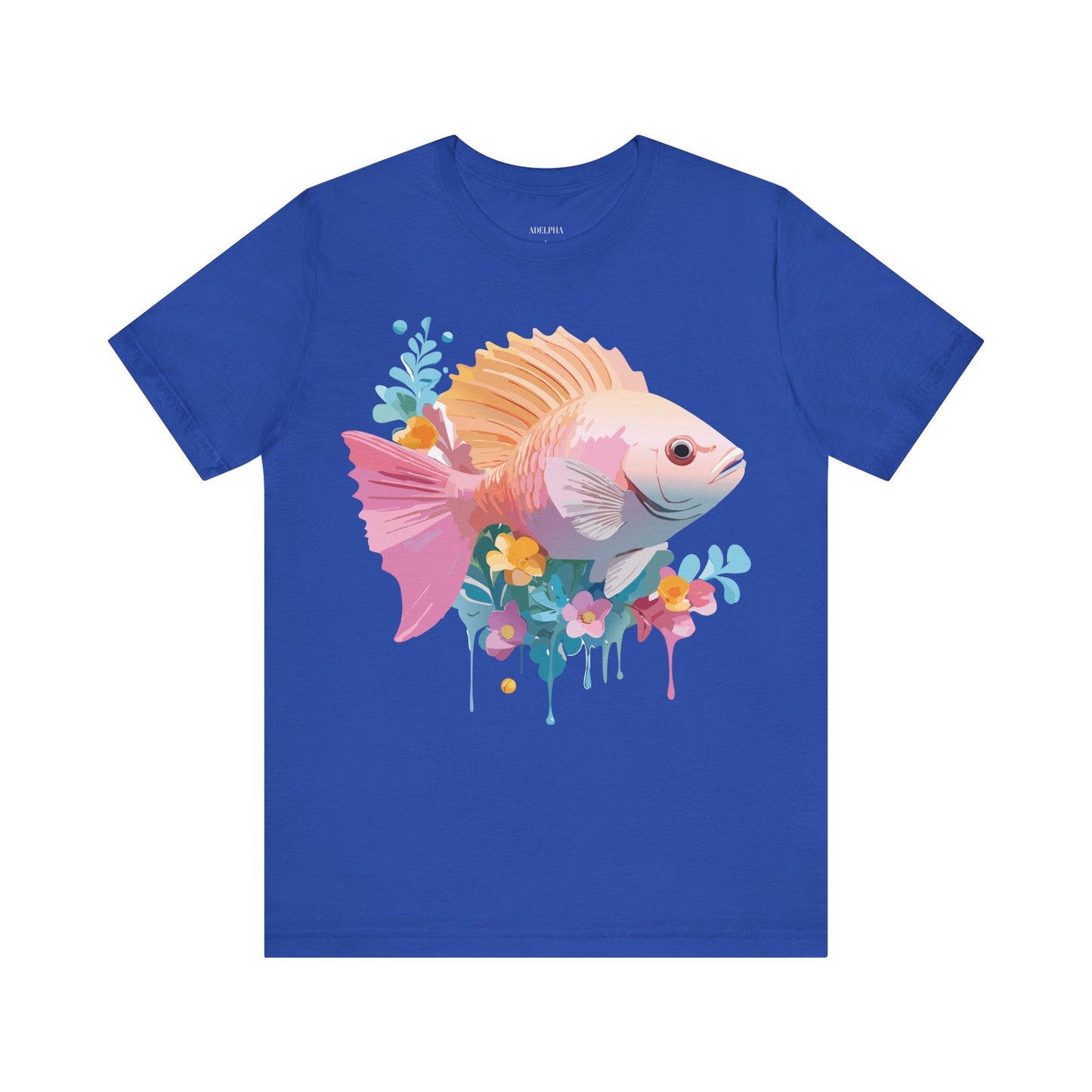 Natural Cotton Tee Shirt with Fish