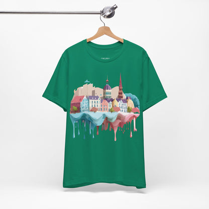 Natural Cotton Tee Shirt - Beautiful Places Collection - Warnemünde and Rostock - Germany Printify