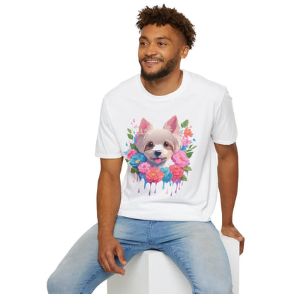 Unisex Gildan Softstyle Animal Print Dog Shirt Tee 100 Percent Cotton