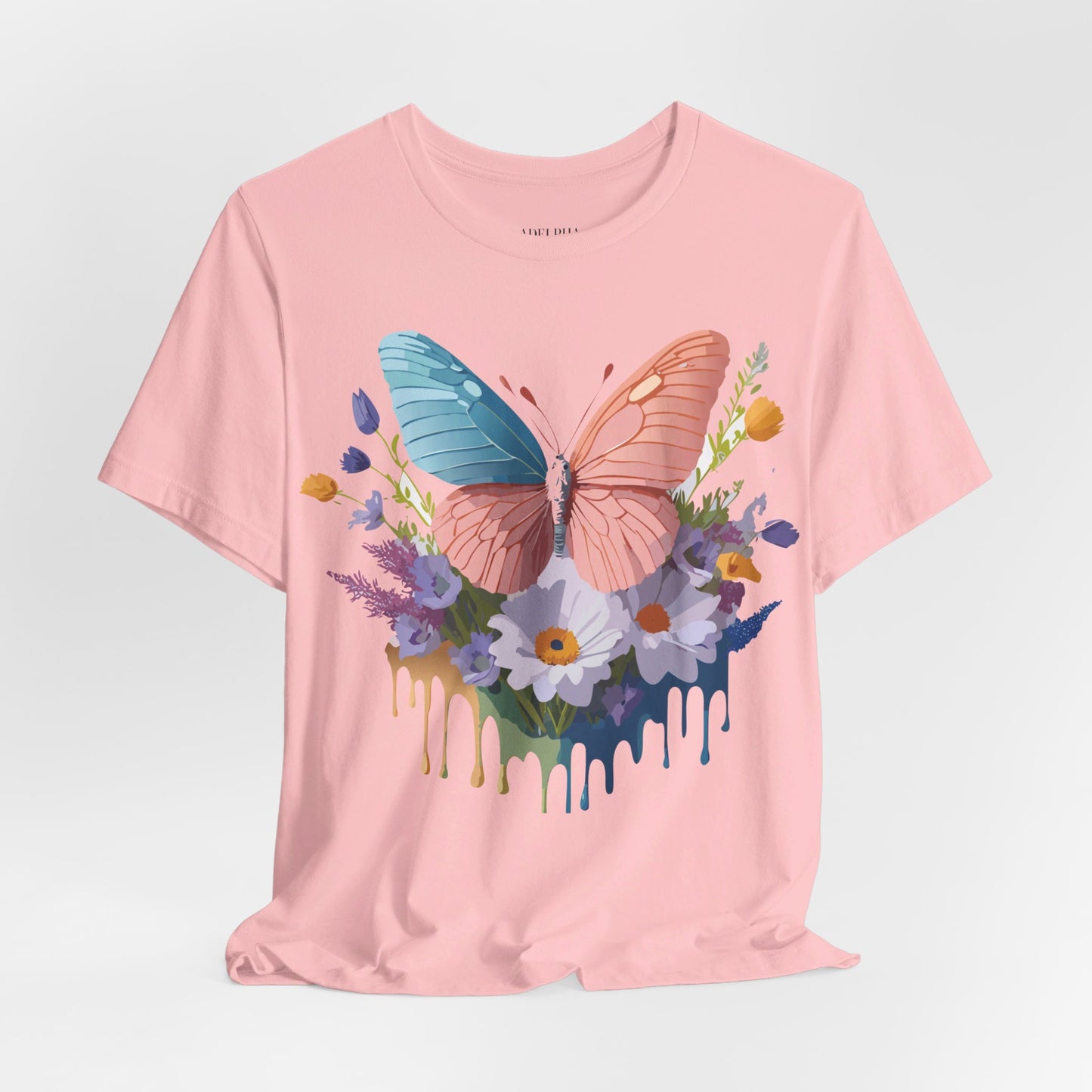 Natural Cotton Tee Shirt with Butterfly