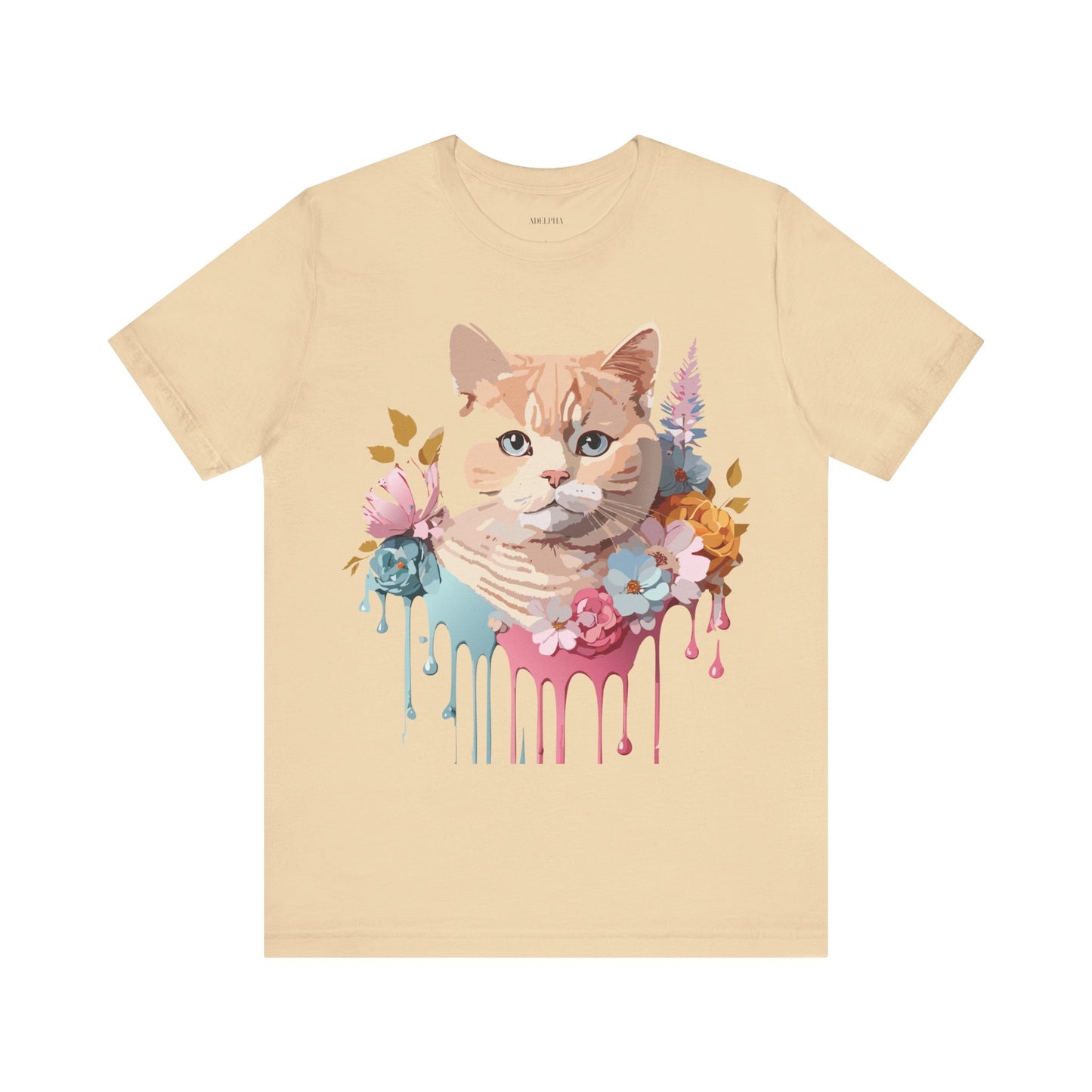 Natural Cotton Tee Shirt with Cat