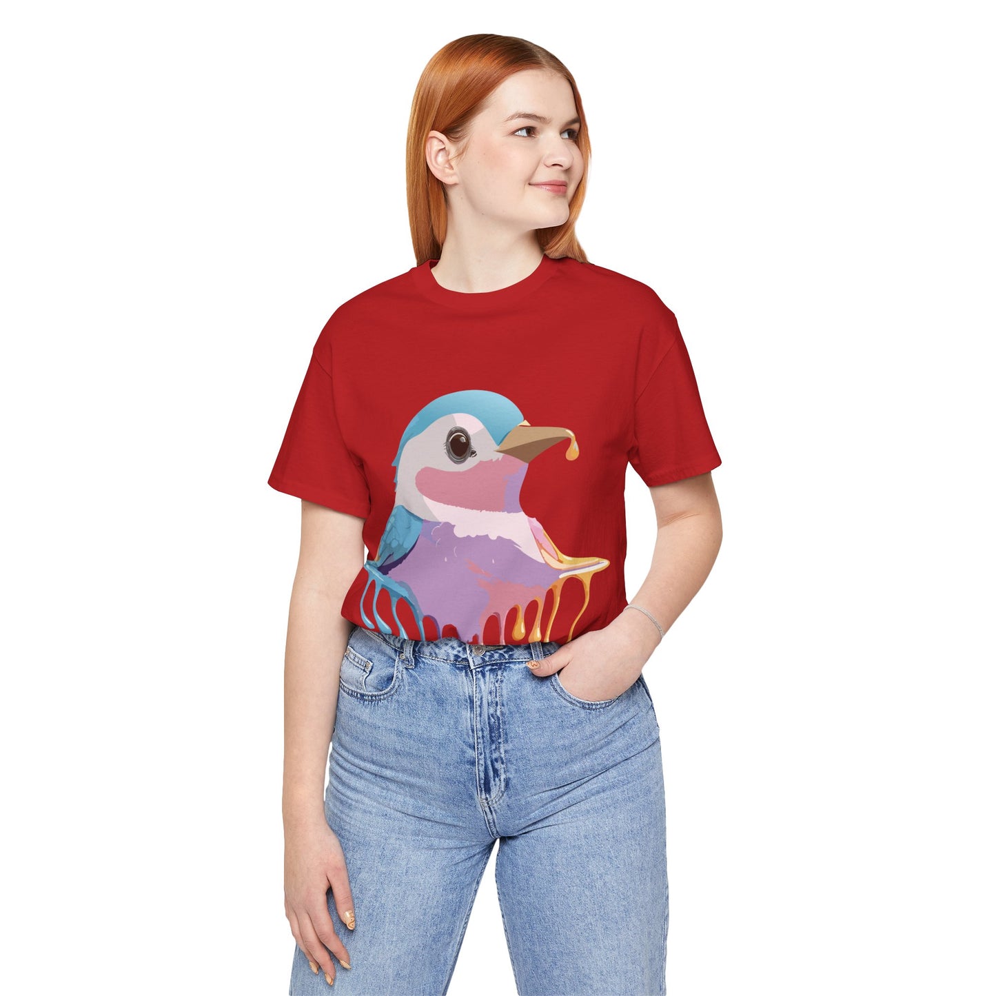 Natural Cotton Tee Shirt with Bird