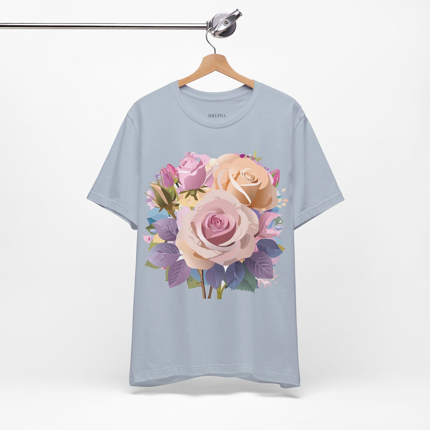 Natural Cotton Tee Shirt with Flowers