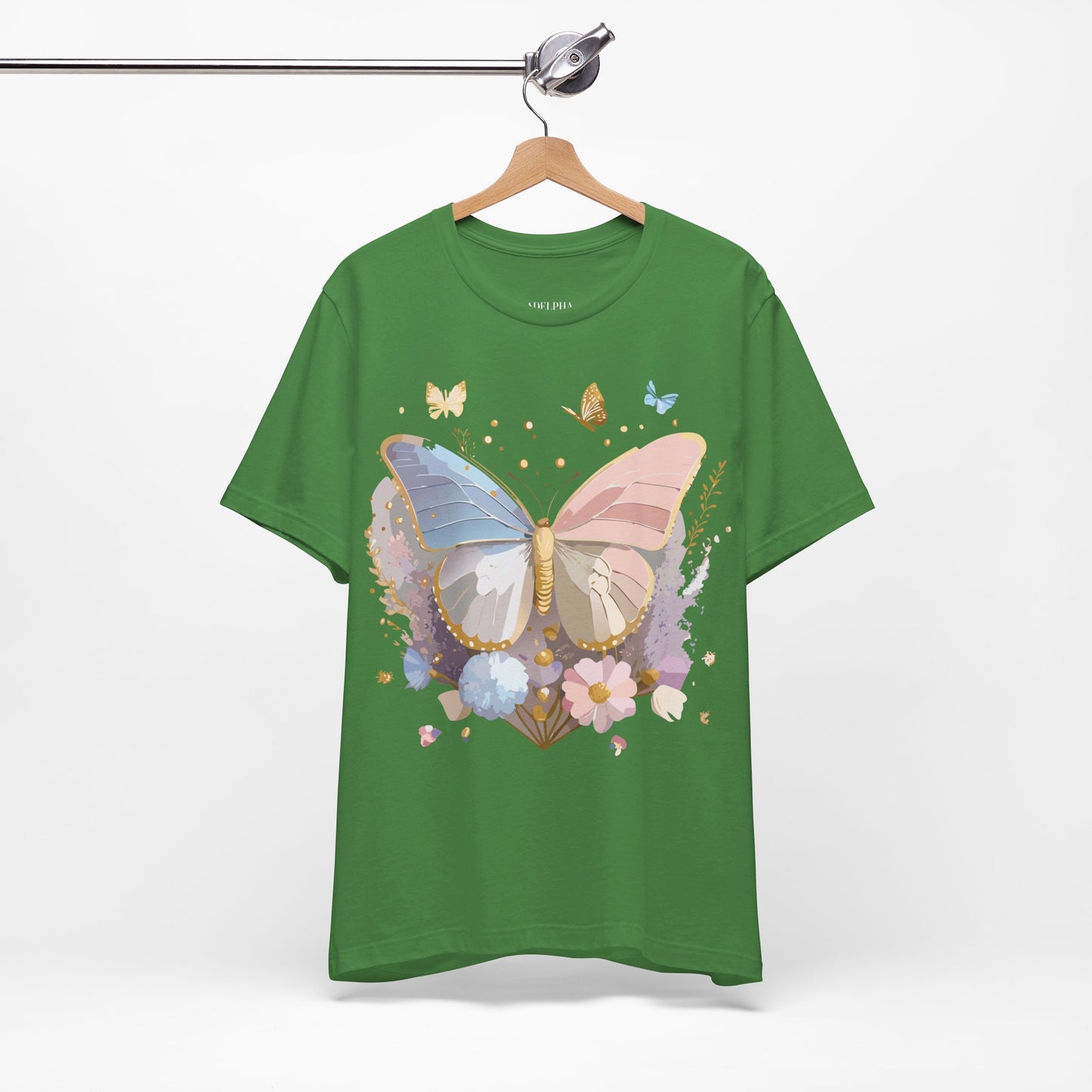 Natural Cotton Tee Shirt with Butterfly