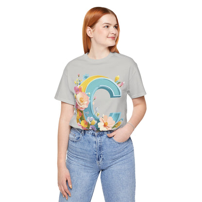 Natural Cotton Tee Shirt - Letters Collection - C Printify