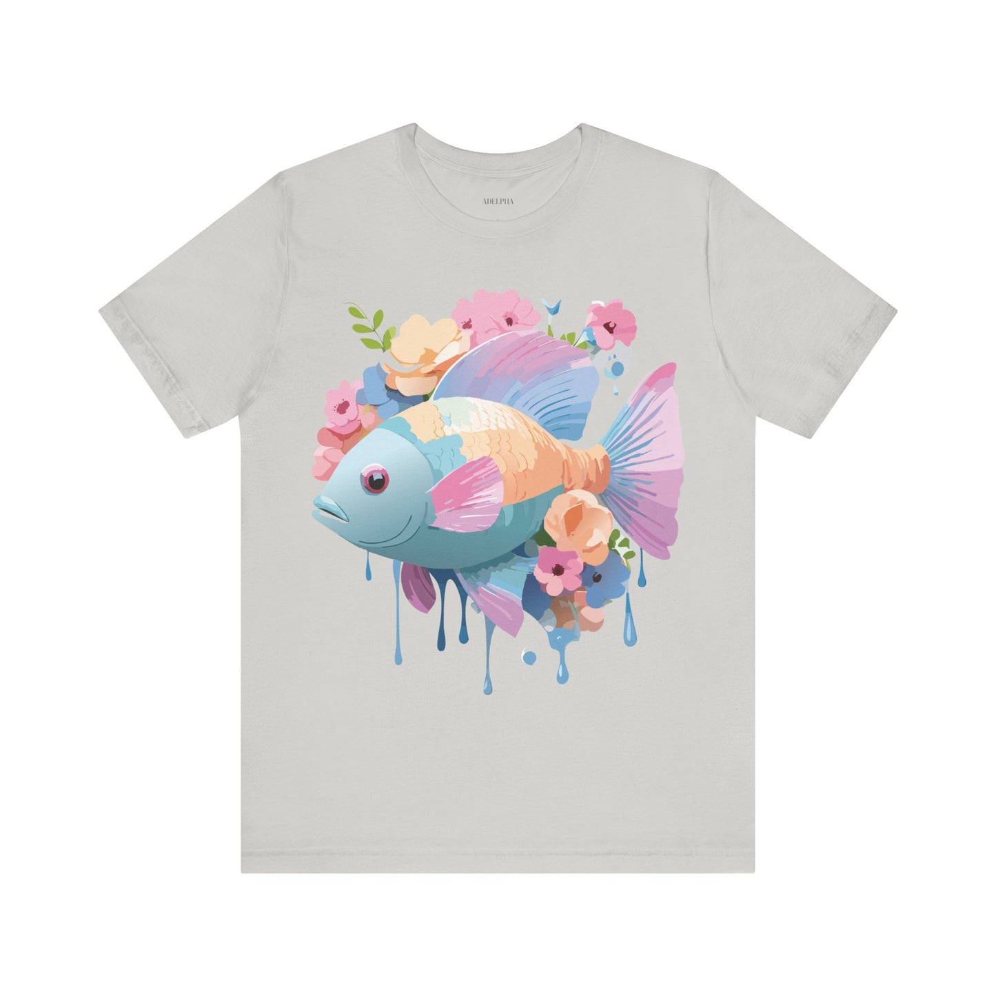 Natural Cotton Tee Shirt with Fish