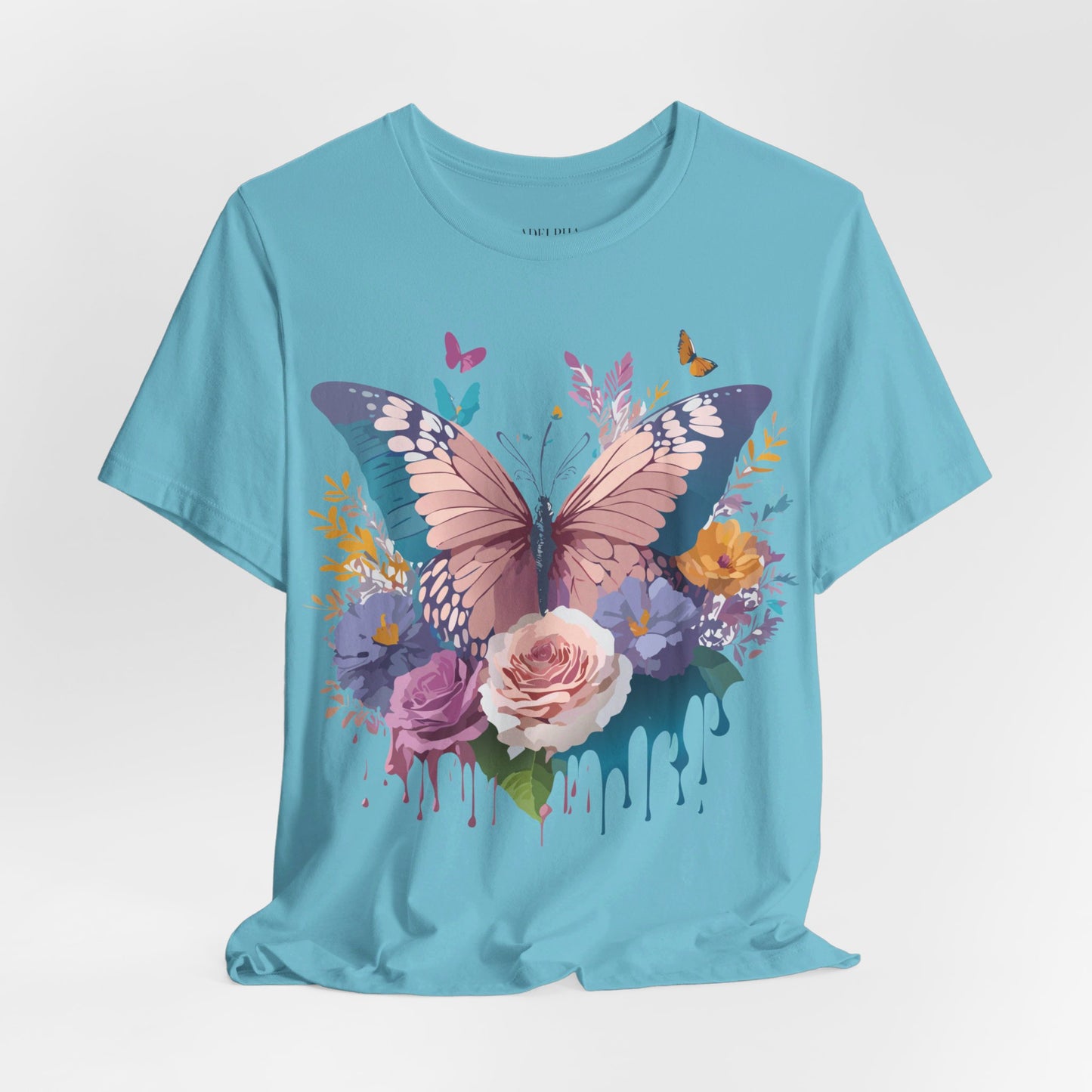 Natural Cotton Tee Shirt with Butterfly