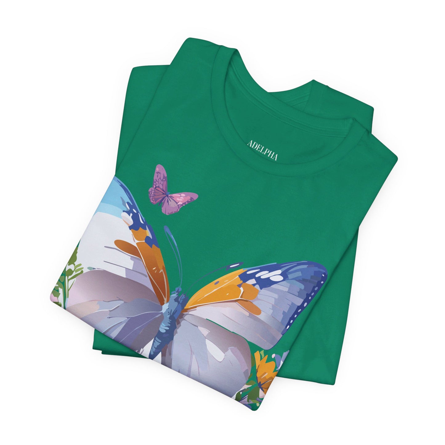 Natural Cotton Tee Shirt with Butterfly