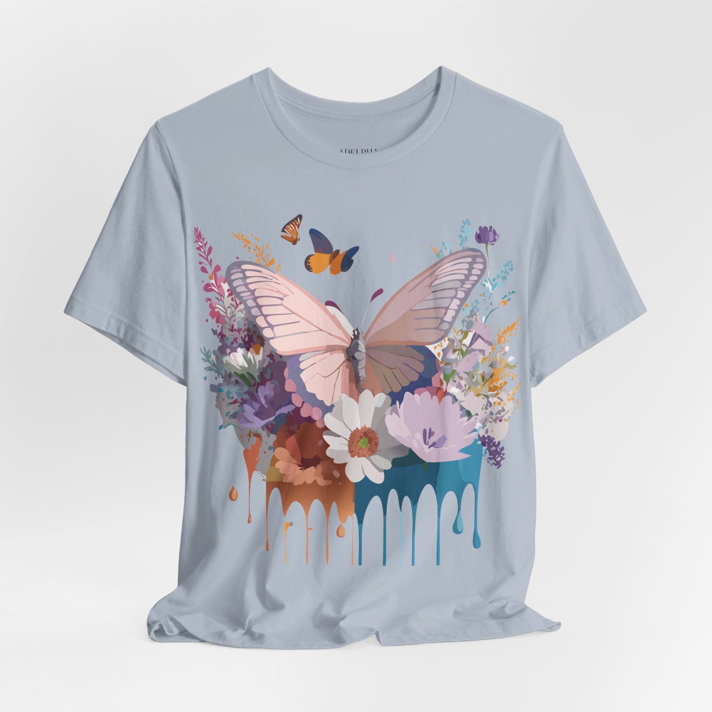 Natural Cotton Tee Shirt with Butterfly