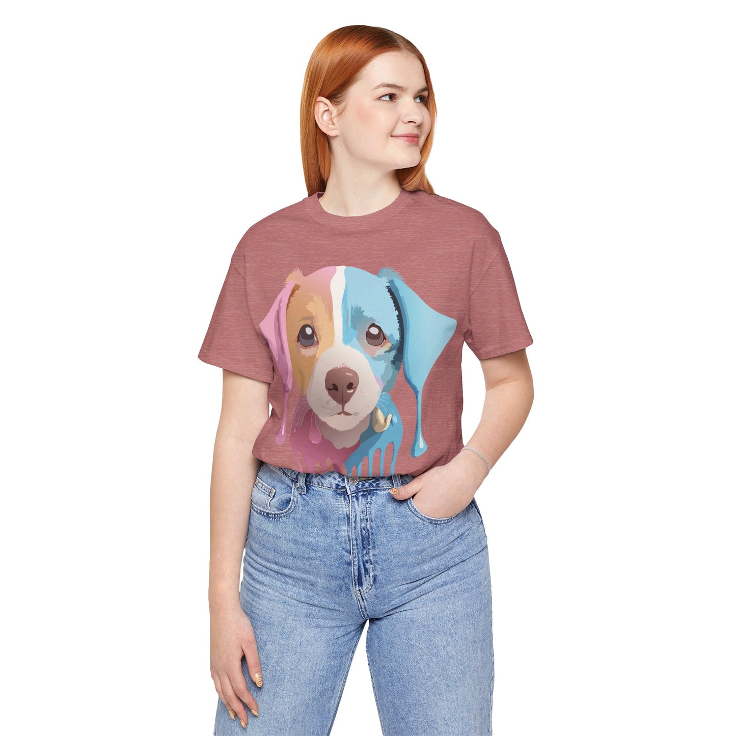 Natural Cotton Tee Shirt with Dog