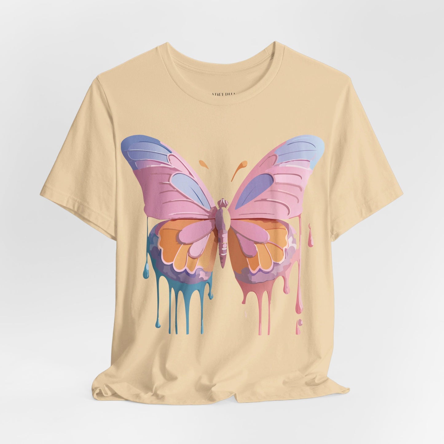 Natural Cotton Tee Shirt with Butterfly