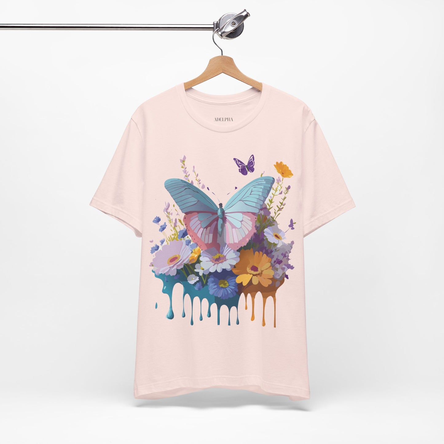 Natural Cotton Tee Shirt with Butterfly