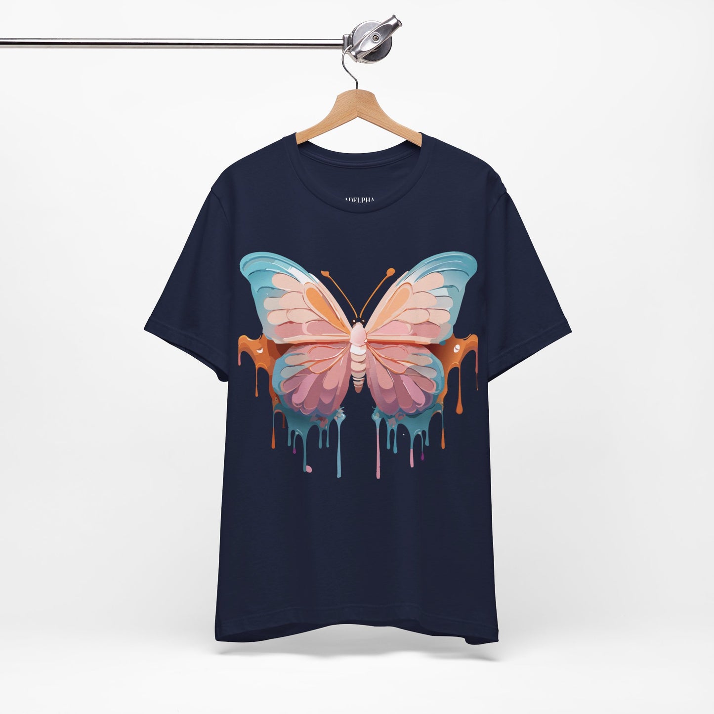 Natural Cotton Tee Shirt with Butterfly