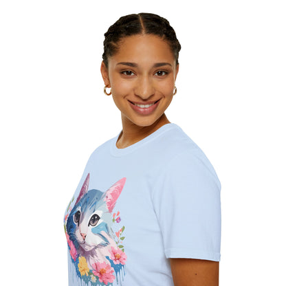 Cat Shirt Unisex Cat Tee Kitten Print Gildan Softstyle 64000