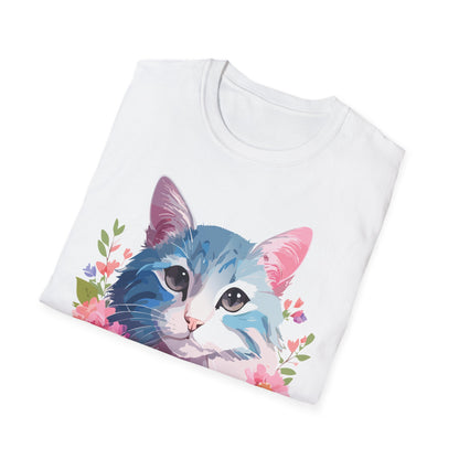 Cat Shirt Unisex Cat Tee Kitten Print Gildan Softstyle 64000