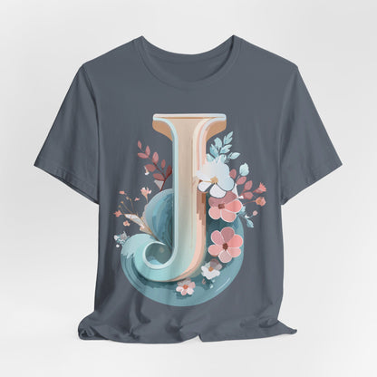 Natural Cotton Tee Shirt - Letters Collection - J Printify