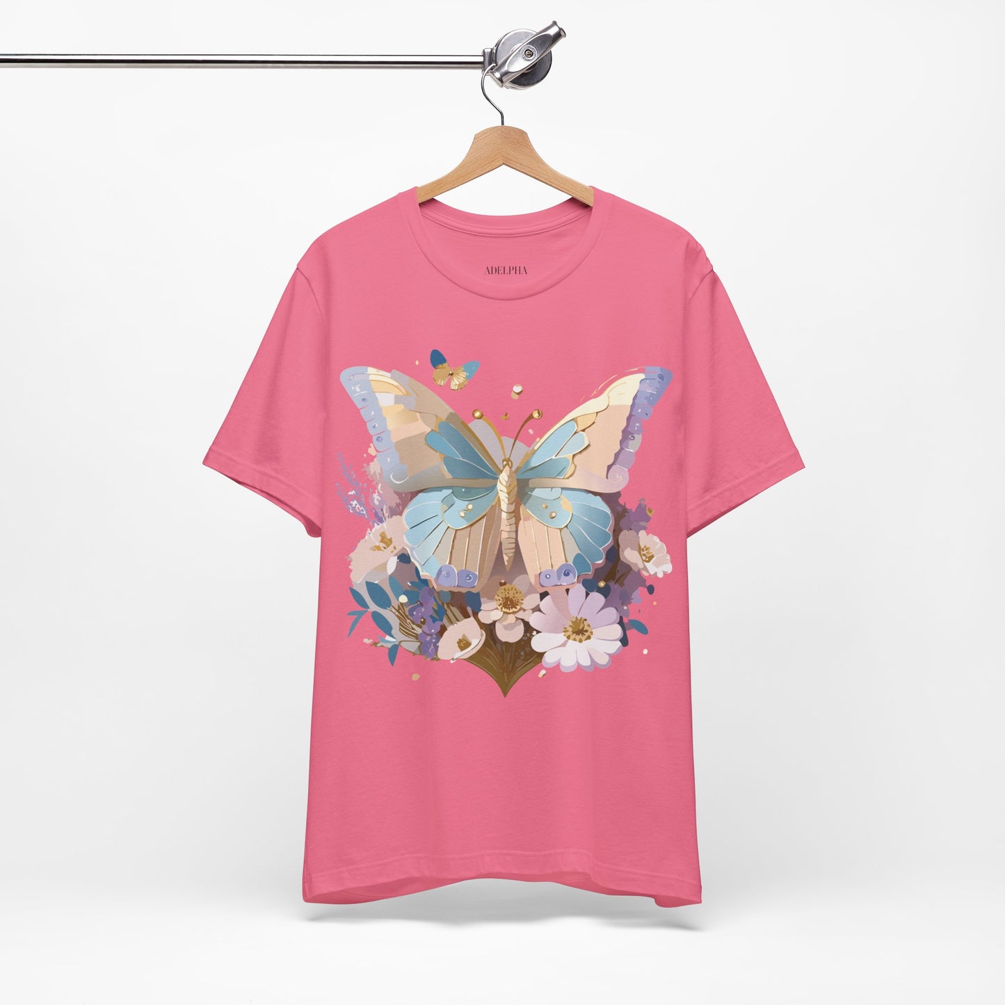 Natural Cotton Tee Shirt with Butterfly