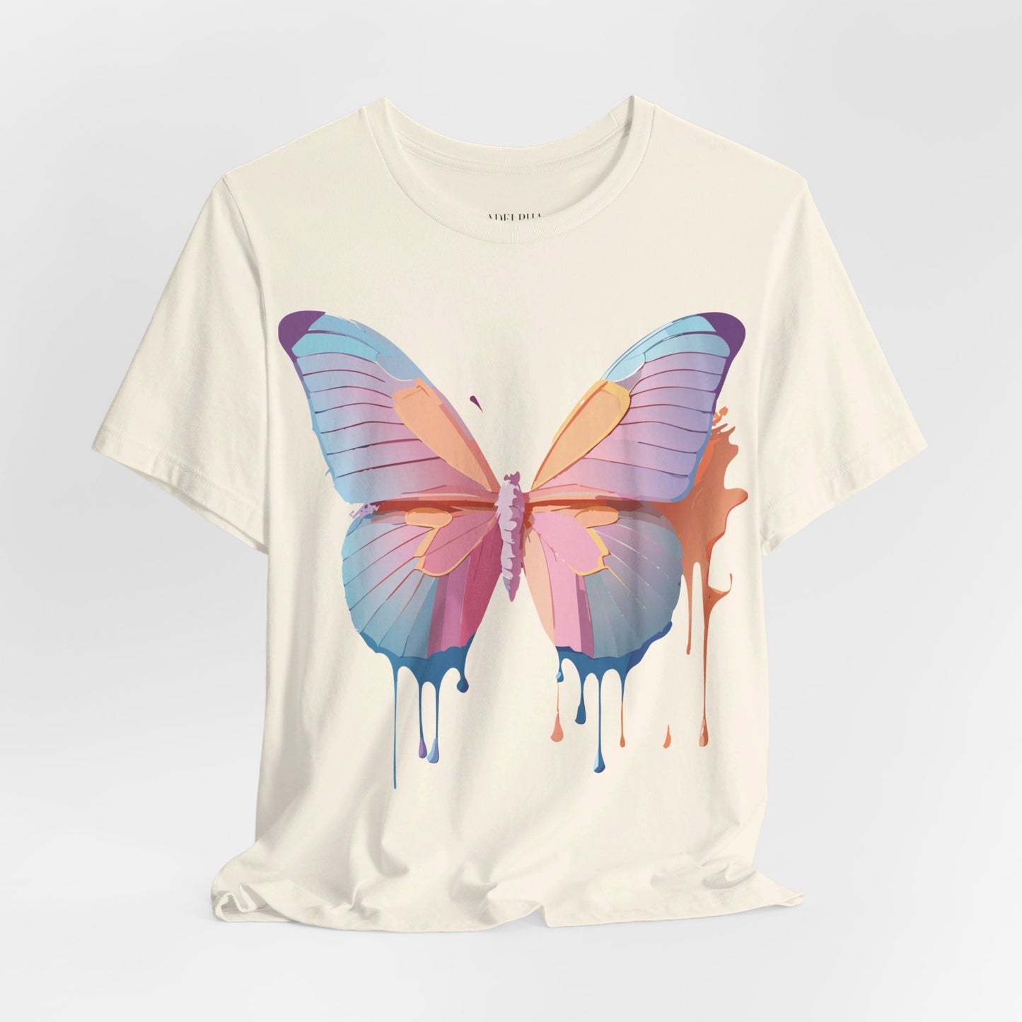 Natural Cotton Tee Shirt with Butterfly