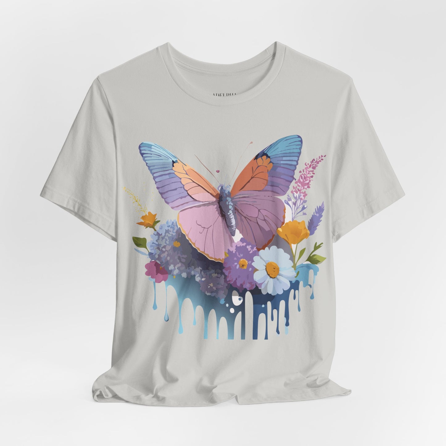 Natural Cotton Tee Shirt with Butterfly