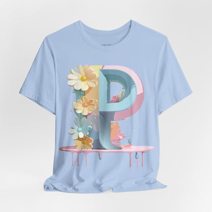 Natural Cotton Tee Shirt - Letters Collection - P Printify