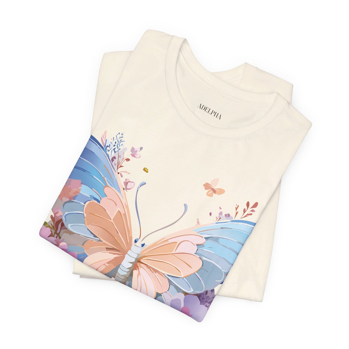 Natural Cotton Tee Shirt with Butterfly