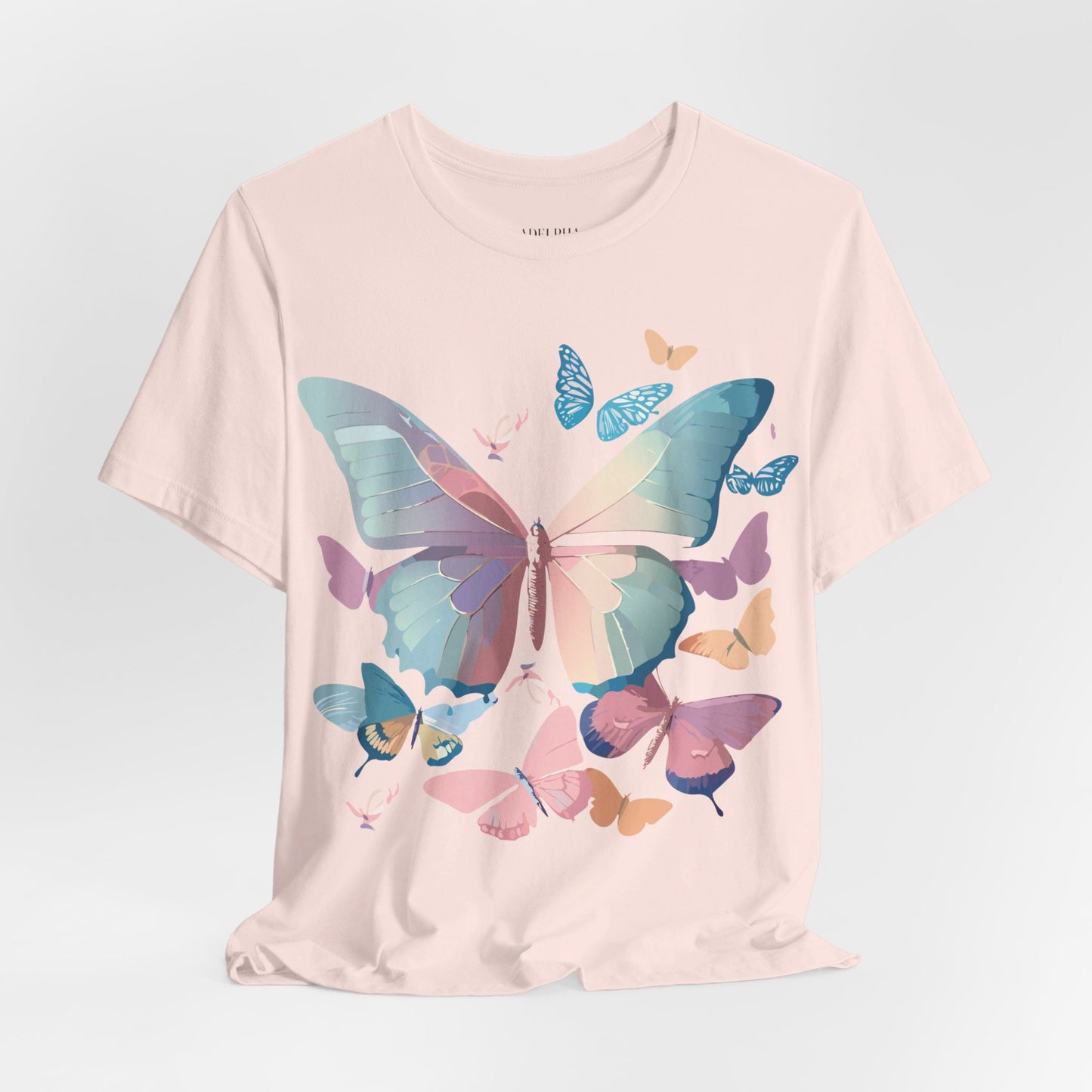 Natural Cotton Tee Shirt with Butterfly