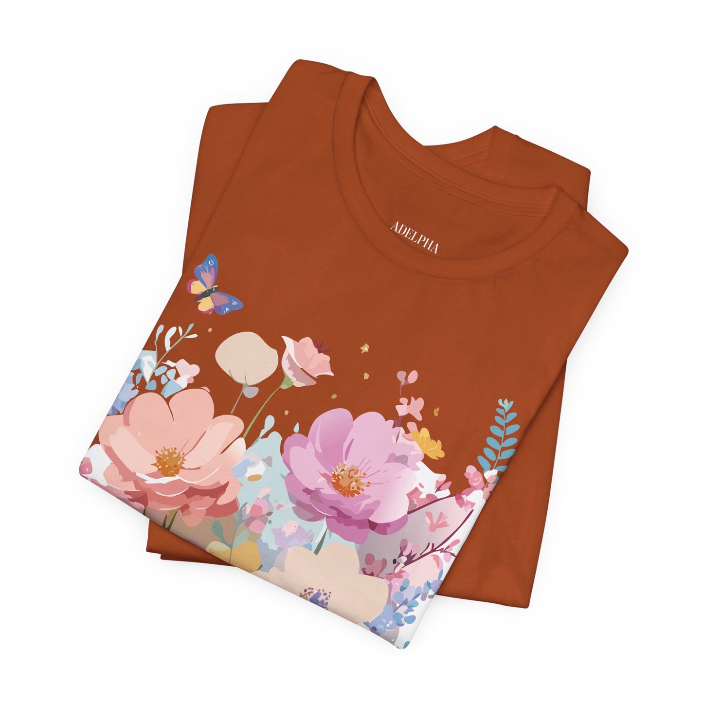 T-shirt en coton naturel avec fleurs