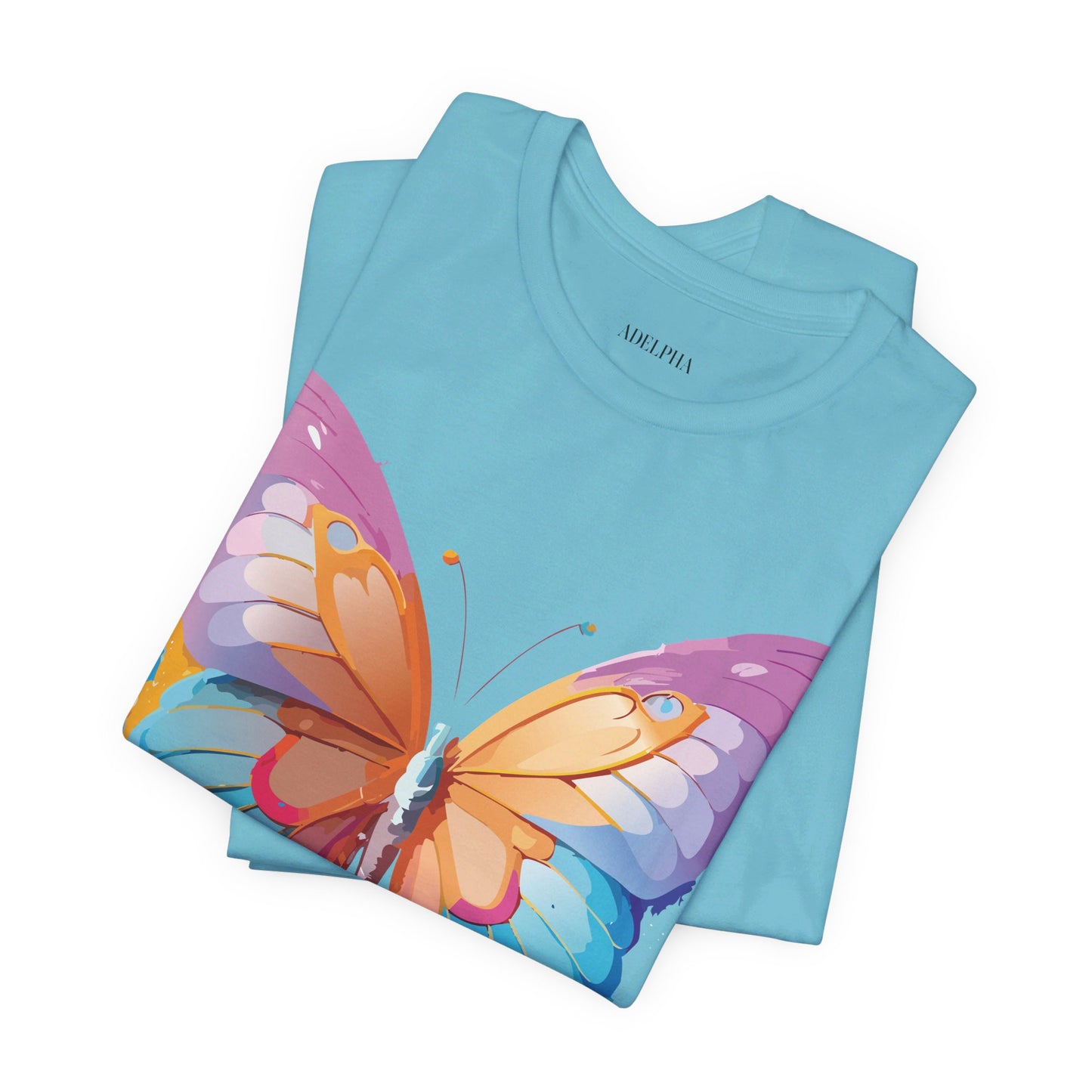 Natural Cotton Tee Shirt with Butterfly