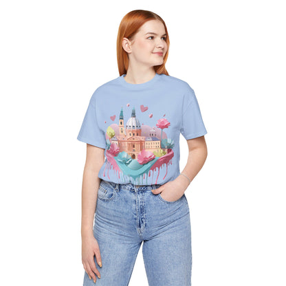 Natural Cotton Tee Shirt - Beautiful Places Collection - Prague Printify