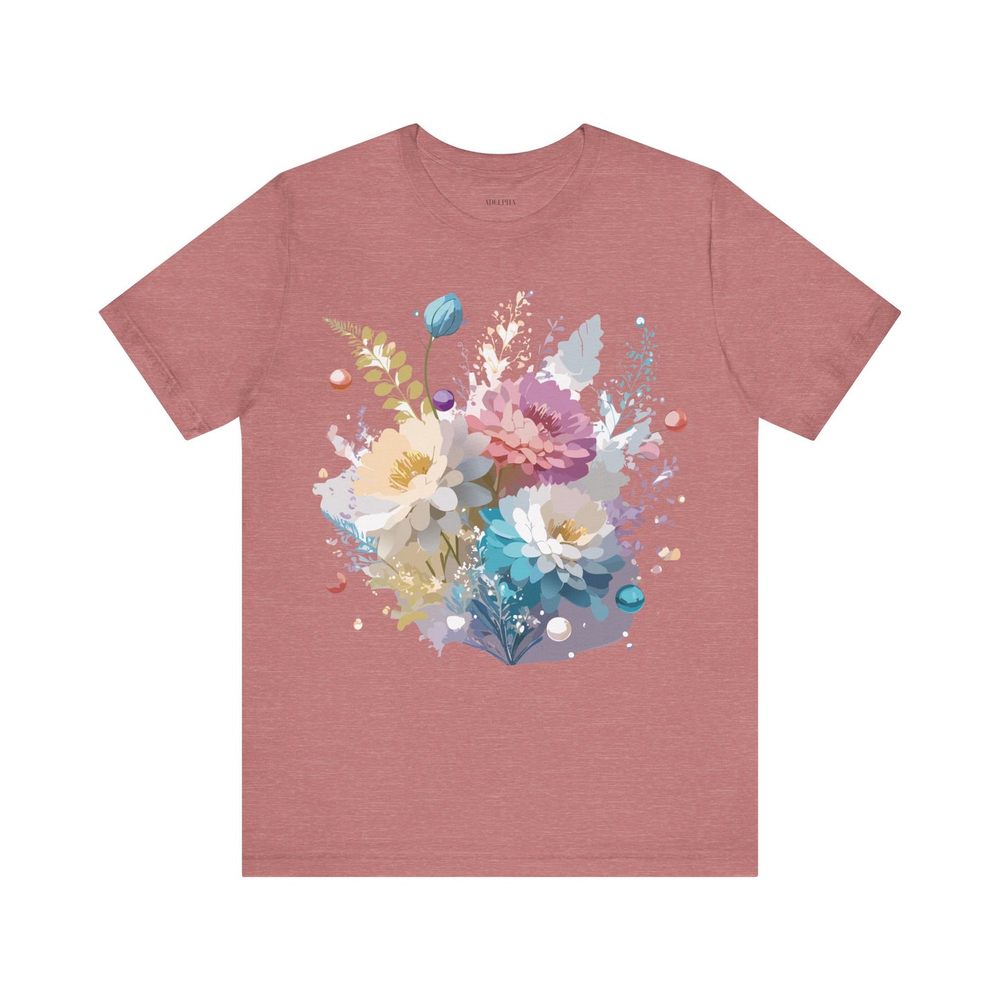 Natural Cotton Tee Shirt with Flowers