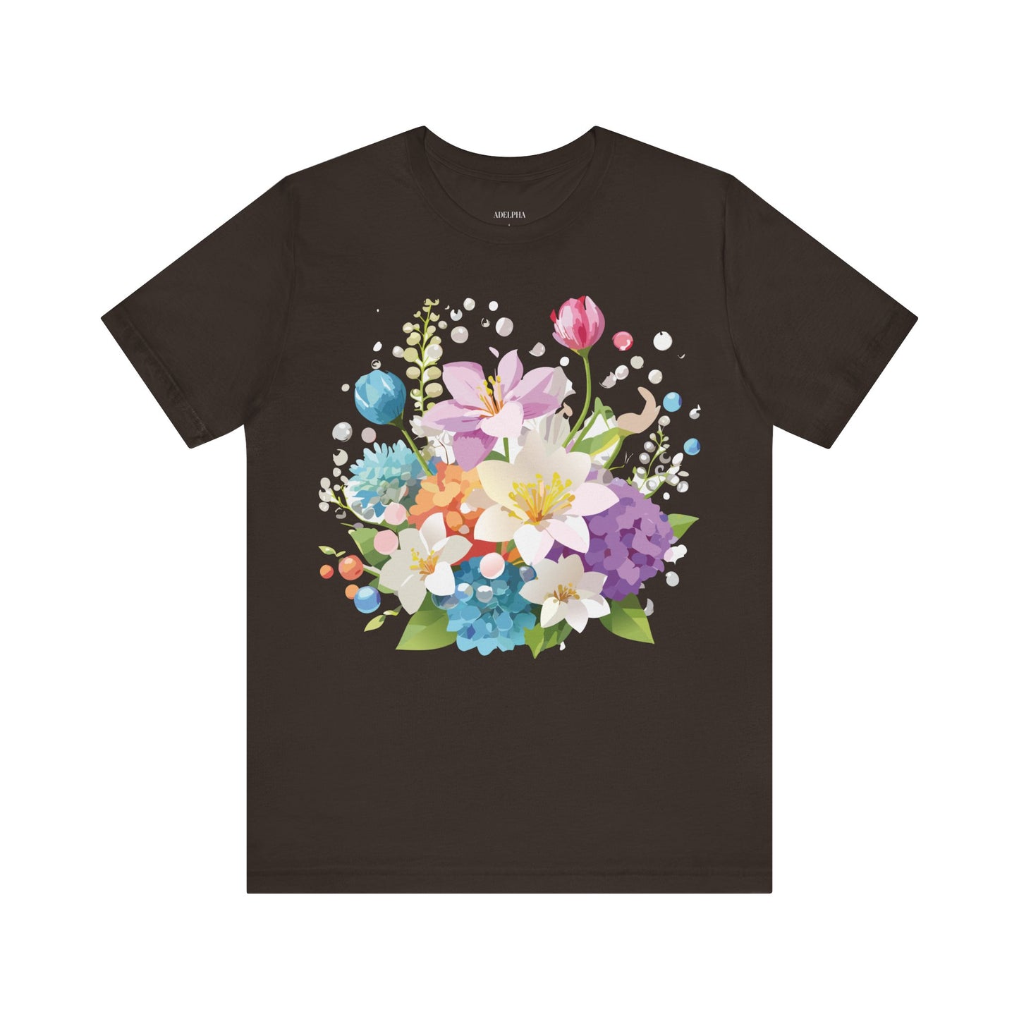 Natural Cotton Tee Shirt with Flowers